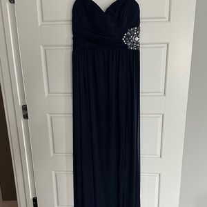 My Michelle Strapless Navy Dress with Sparkle Detail